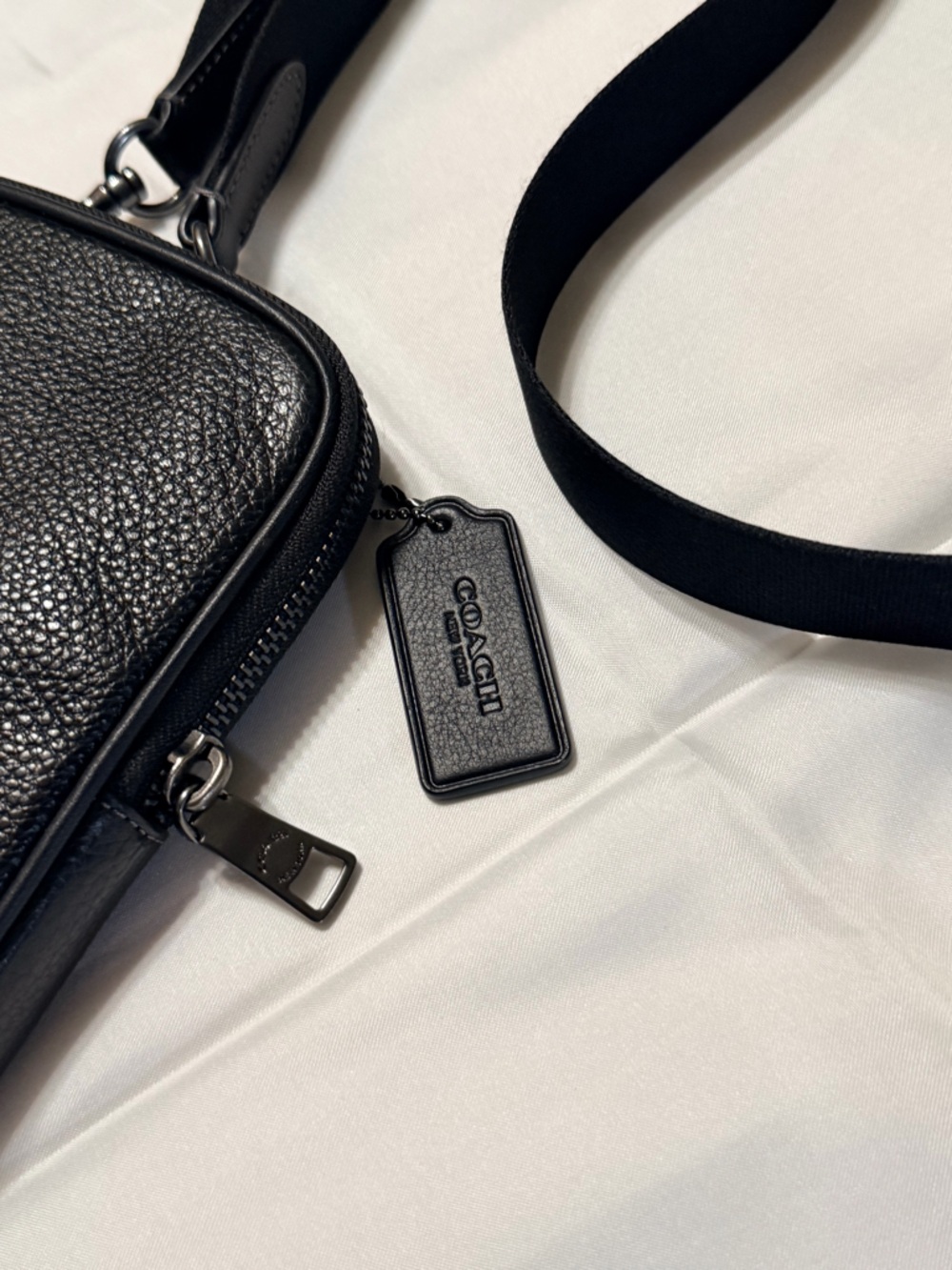 Coach Black Pebbled Leather Mini Messenger Crossbody Bag - Picture 3 of 12